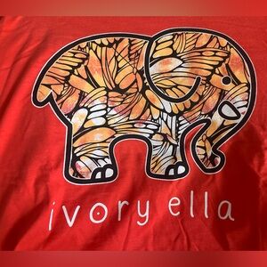 Long Sleeve Ivory Ella Vibrant Red 100% Organic Cotton Tee, NWOT, XS